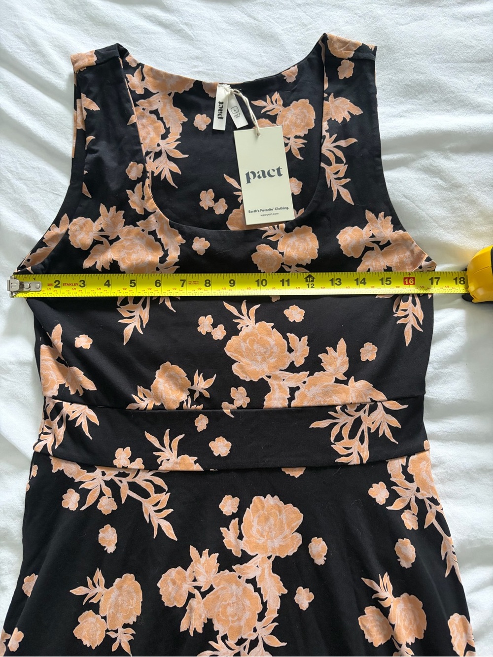 Pact Women’s Black Twilight Floral Fit & Flare Handkerchief Dress Large NWT - Picture 10 of 14